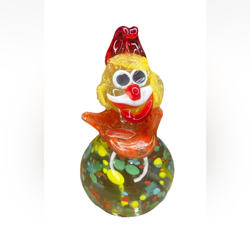 Murano Italy Clown Art Glass looks like Olaf lol